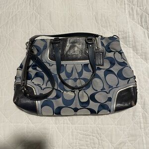 Coach Blue and Black Signature Shoulder Bag